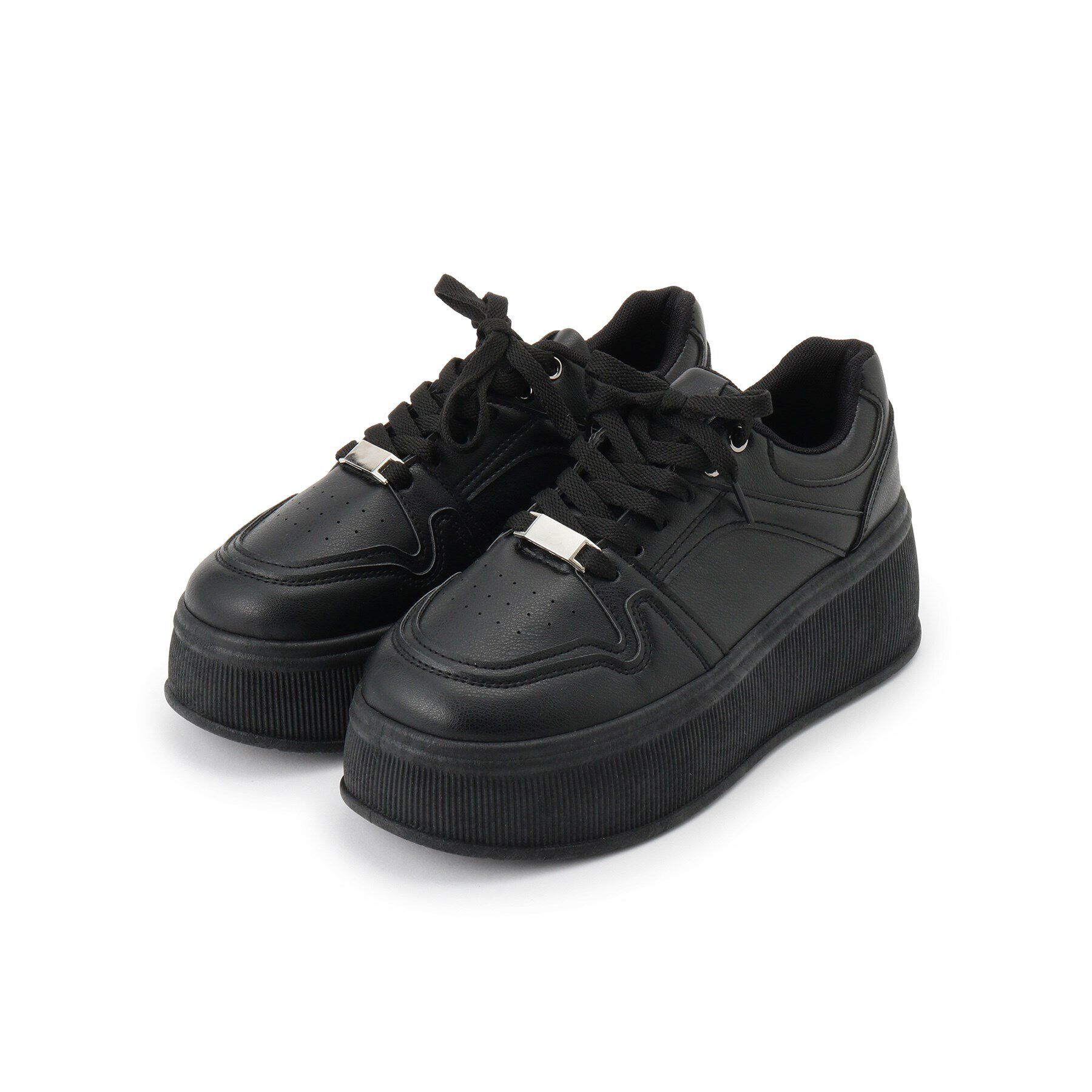 csT&P「厚底 プラットフォームコートタイプ スニーカー」|スニーカー|ﾌﾞﾗｯｸ(019)