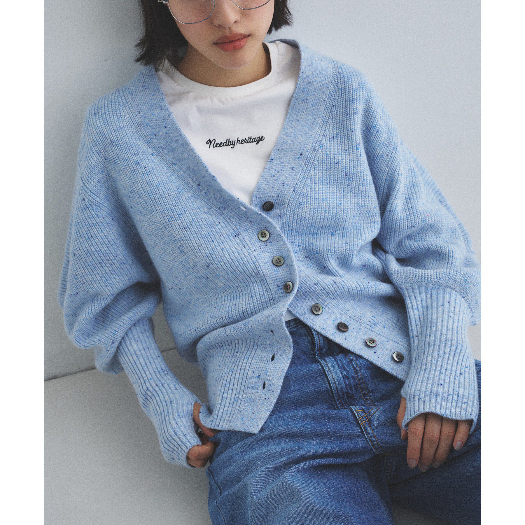 CODE A「puff cardigan」|カーディガン|サックスブルー(09