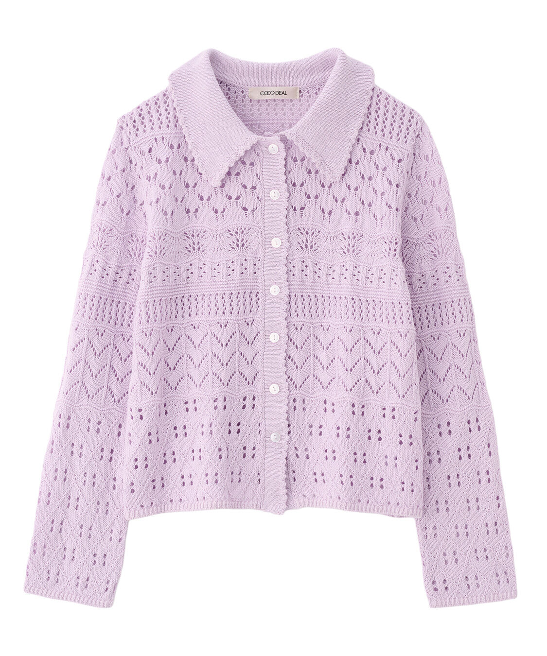 COCO DEAL「透かし編みニットシャツ」|ニット・セーター|