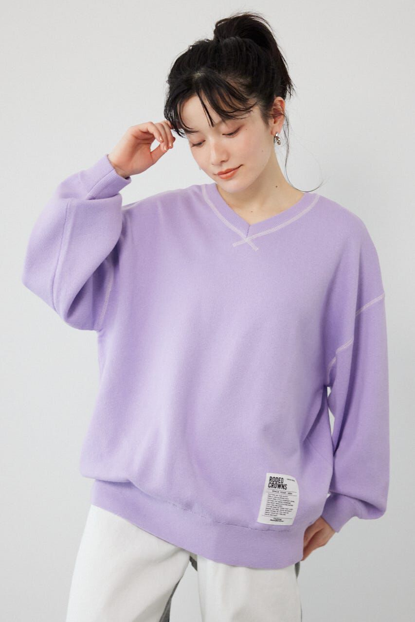 RODEO CROWNS「スウェットライク2wayネックニットトップス」|ニット・セーター|L/PUR1