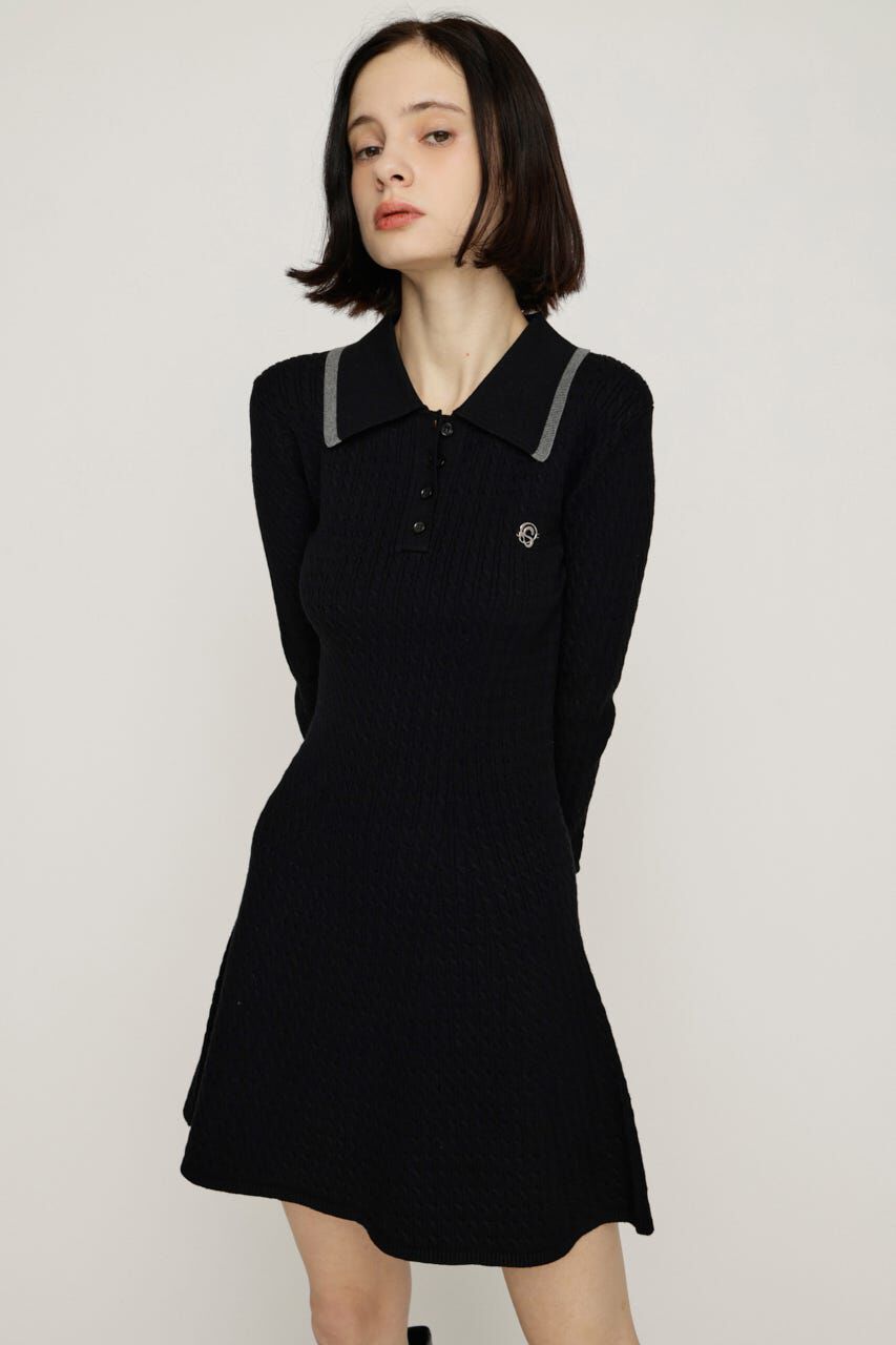 SLY「COLLARED CABLE KNIT ショートワンピース」|ワンピース|BLK