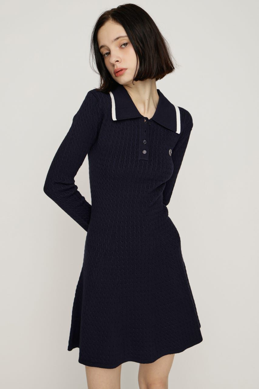 SLY「COLLARED CABLE KNIT ショートワンピース」|ワンピース|