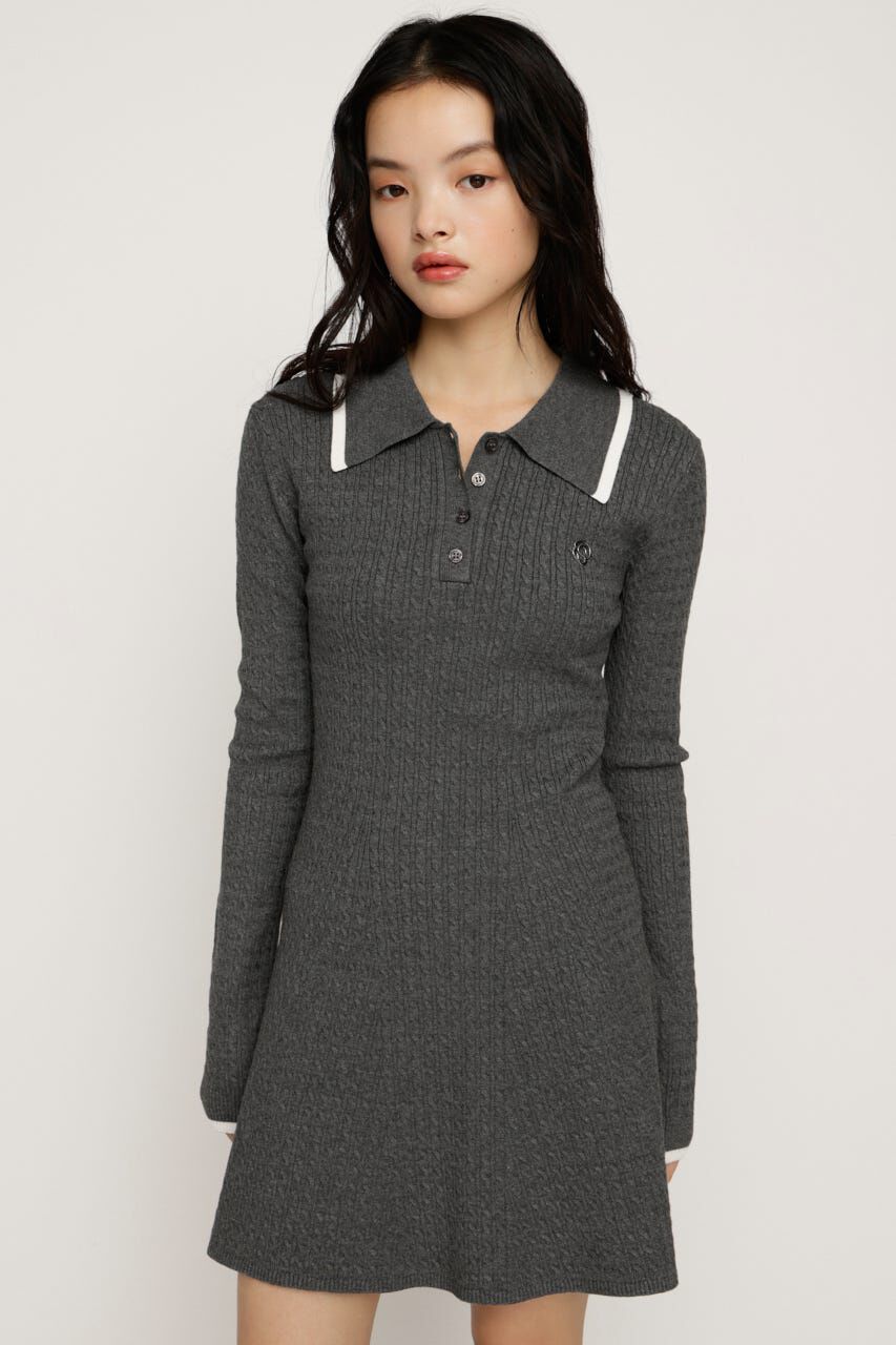 SLY「COLLARED CABLE KNIT ショートワンピース」|ワンピース|T.GRY