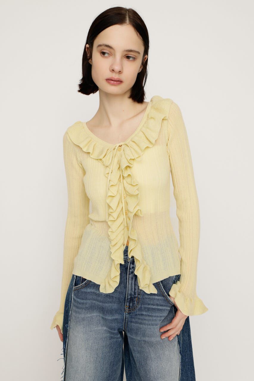 SLY「FRONT FRILL KNIT トップス」|ニット・セーター|L/YEL1
