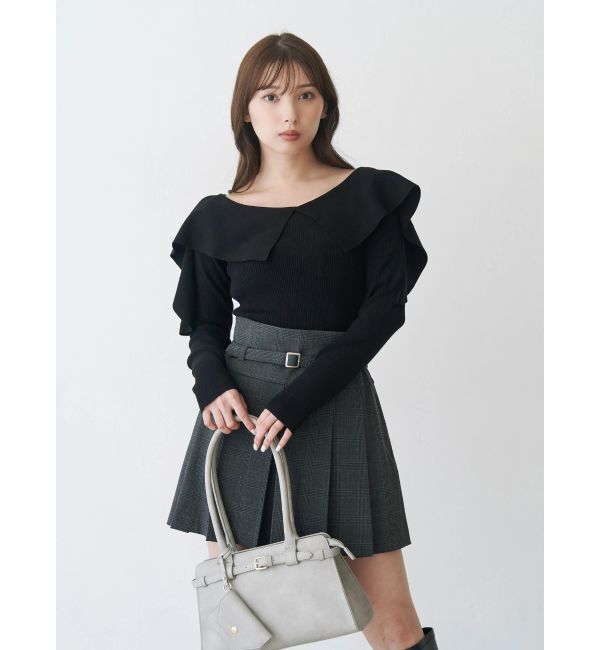 MERCURYDUO「ベルト付きチェックプリーツミニスカパン」|スカート|