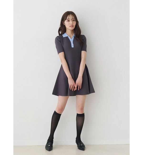 MERCURYDUO「【WEB限定】バイカラースキッパーフレアミニワンピース」|ワンピース|