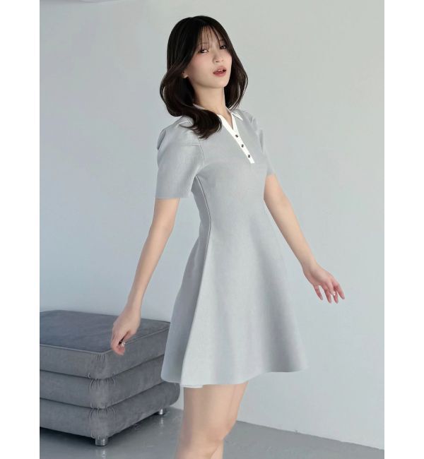 MERCURYDUO「【WEB限定】バイカラースキッパーフレアミニワンピース」|ワンピース|