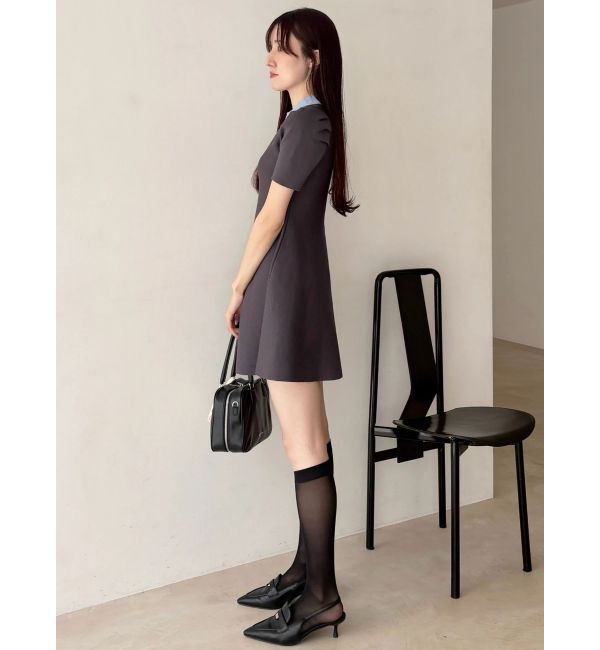 MERCURYDUO「【WEB限定】バイカラースキッパーフレアミニワンピース」|ワンピース|