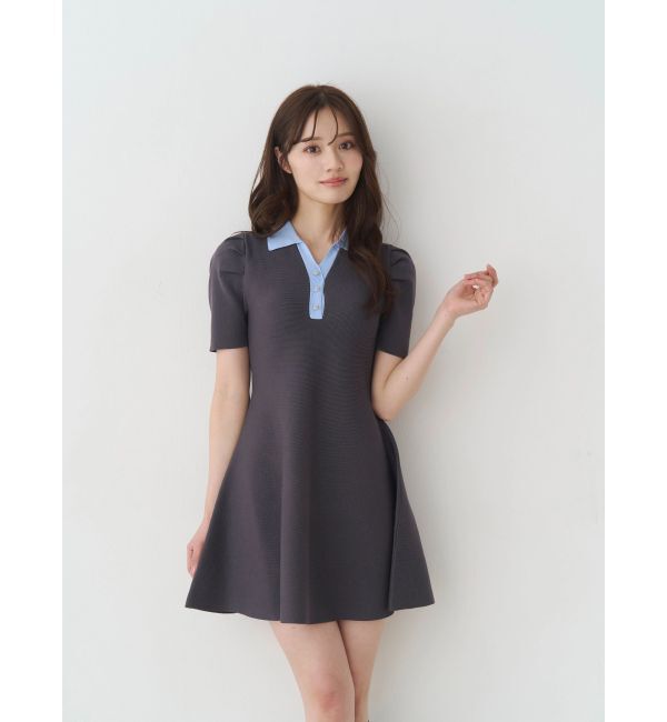 MERCURYDUO「【WEB限定】バイカラースキッパーフレアミニワンピース」|ワンピース|