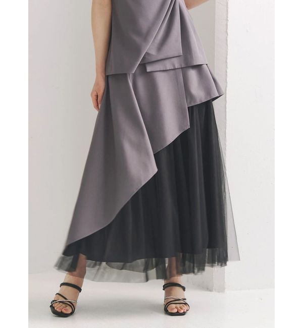 MERCURYDUO「異素材使いアシメフレアスカート」|スカート|