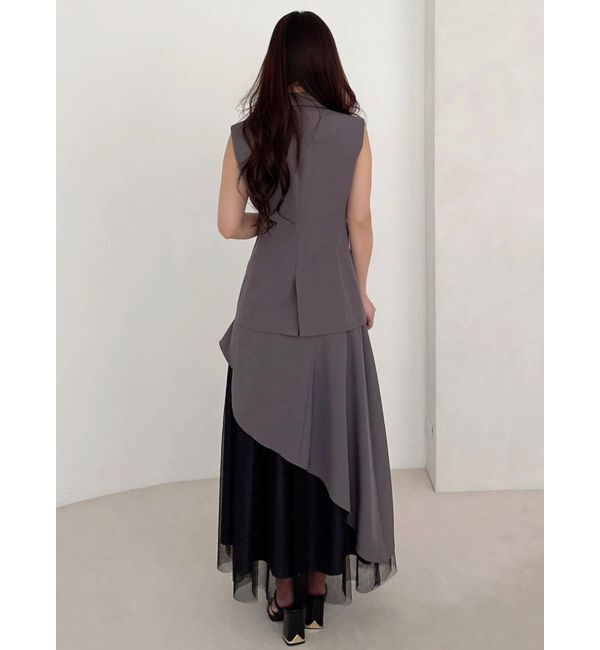 MERCURYDUO「異素材使いアシメフレアスカート」|スカート|