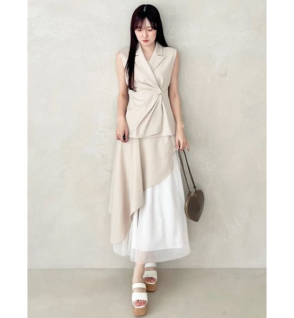 MERCURYDUO「異素材使いアシメフレアスカート」|スカート|