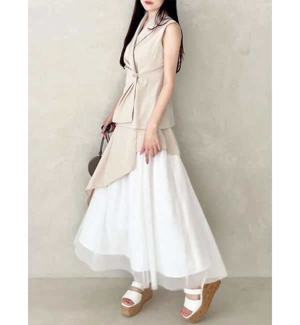 MERCURYDUO「異素材使いアシメフレアスカート」|スカート|