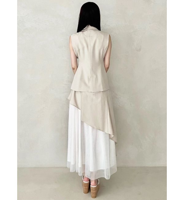 MERCURYDUO「異素材使いアシメフレアスカート」|スカート|
