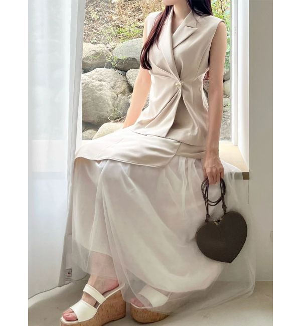 MERCURYDUO「異素材使いアシメフレアスカート」|スカート|