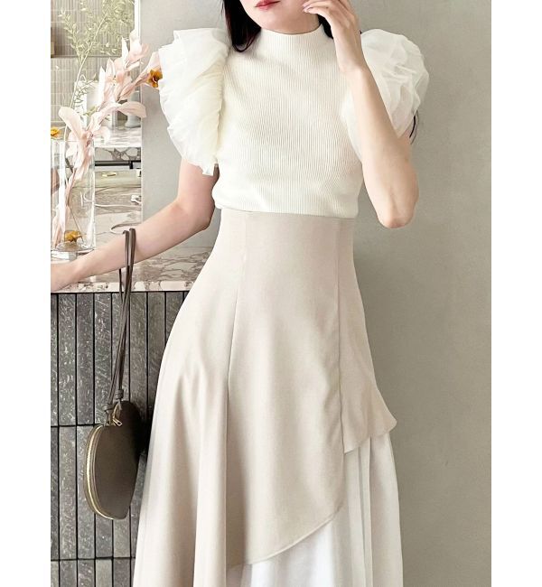 MERCURYDUO「異素材使いアシメフレアスカート」|スカート|