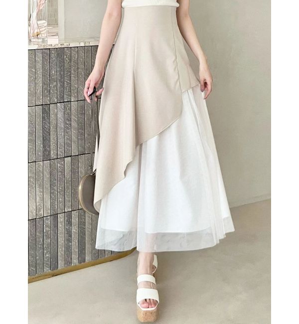 MERCURYDUO「異素材使いアシメフレアスカート」|スカート|