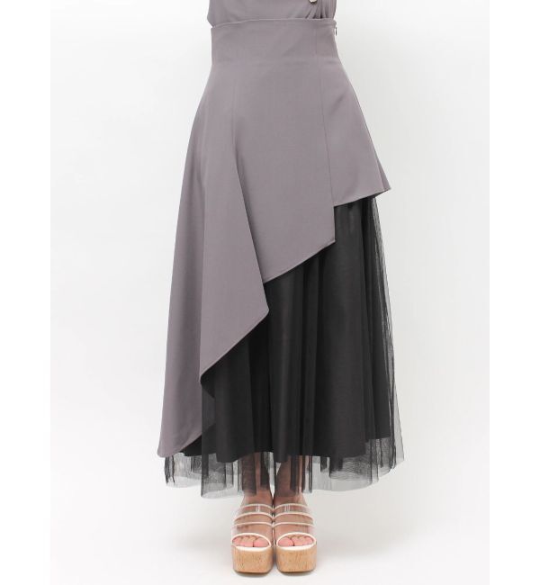 MERCURYDUO「異素材使いアシメフレアスカート」|スカート|