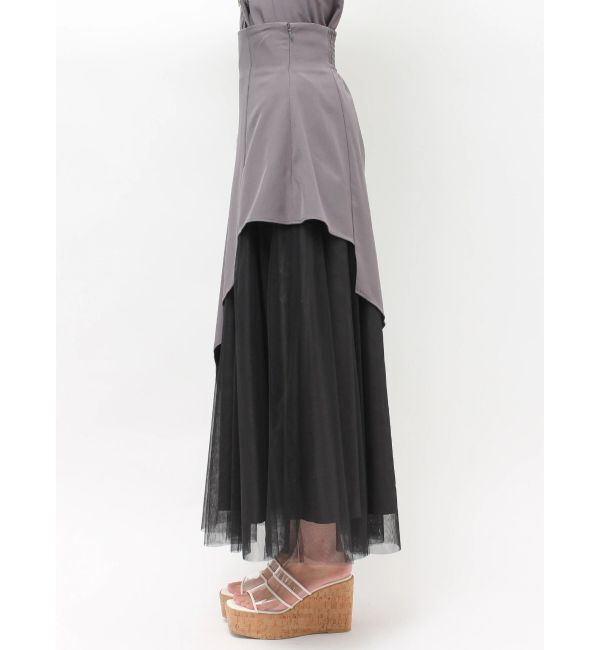 MERCURYDUO「異素材使いアシメフレアスカート」|スカート|