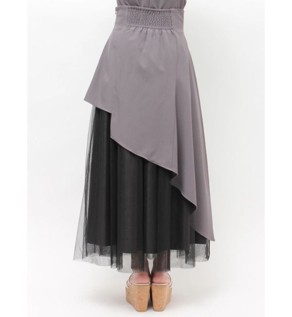 MERCURYDUO「異素材使いアシメフレアスカート」|スカート|