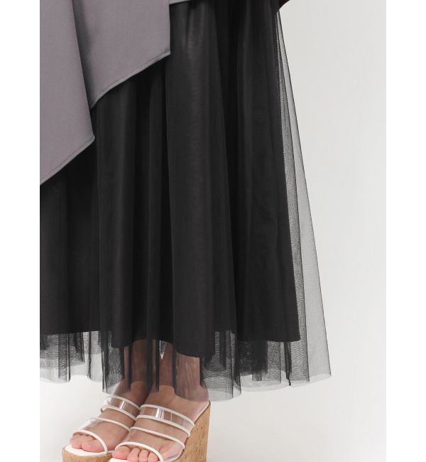 MERCURYDUO「異素材使いアシメフレアスカート」|スカート|