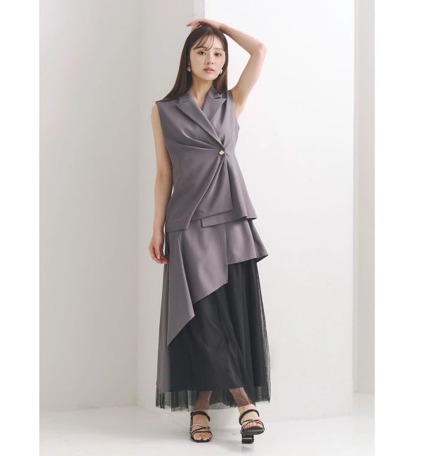 MERCURYDUO「異素材使いアシメフレアスカート」|スカート|