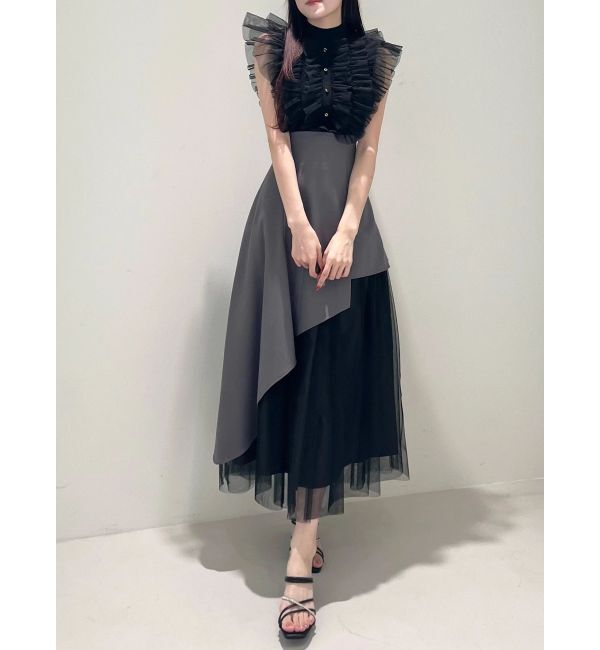 MERCURYDUO「異素材使いアシメフレアスカート」|スカート|