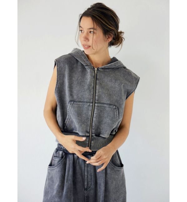 Ungrid「ヴィンテージウォッシュジップノースリパーカー」|パーカー|