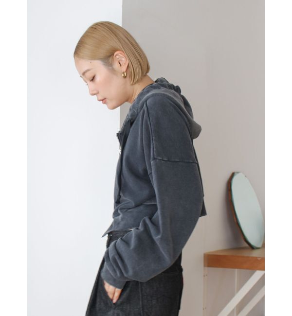 Ungrid「ダブルジップヴィンテージショートパーカー」|パーカー|