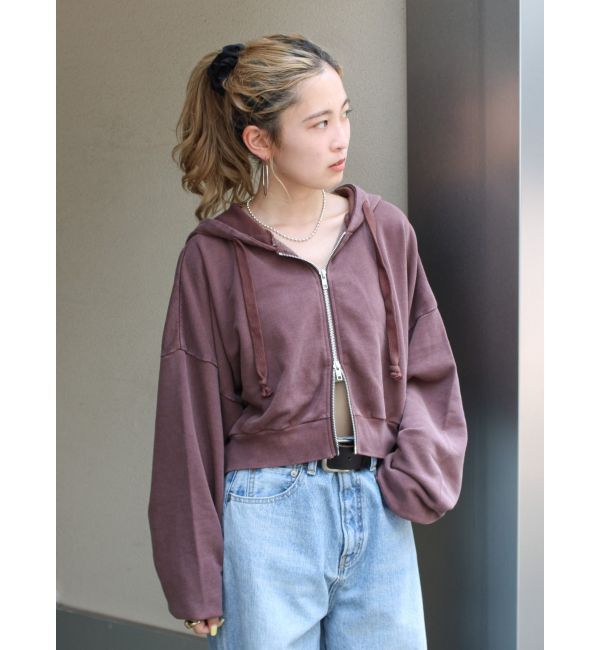 Ungrid「ダブルジップヴィンテージショートパーカー」|パーカー|ブラウン