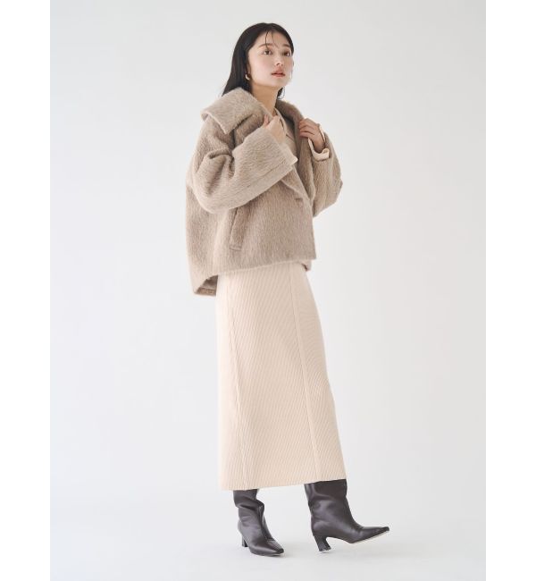 LAGUNAMOON「フェイクフェザーワイドカラーショートコート」|その他|