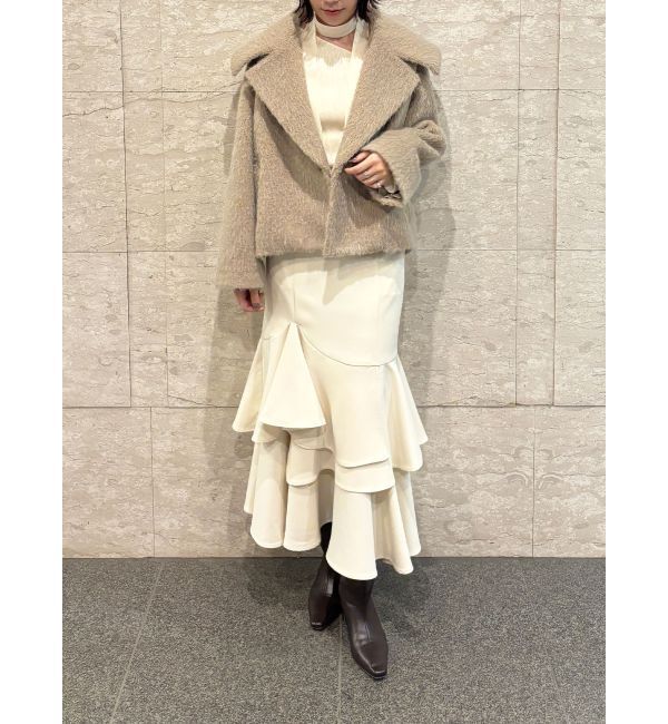 LAGUNAMOON「フェイクフェザーワイドカラーショートコート」|その他|