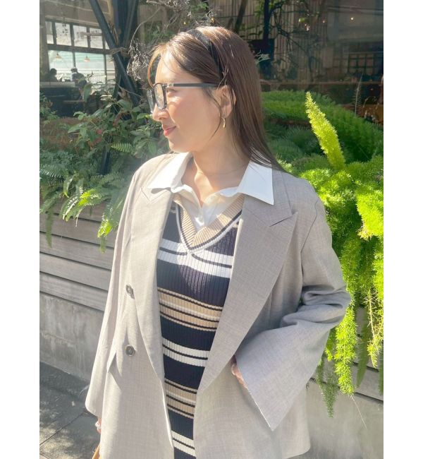 LAGUNAMOON「シャツレイヤードボーダーニットワンピース」|ワンピース|