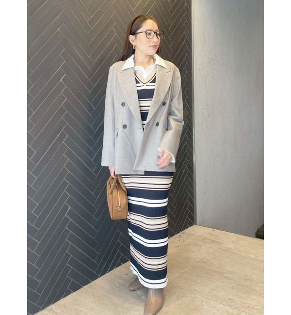 LAGUNAMOON「シャツレイヤードボーダーニットワンピース」|ワンピース|