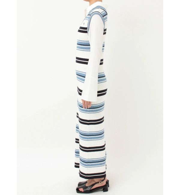 LAGUNAMOON「シャツレイヤードボーダーニットワンピース」|ワンピース|