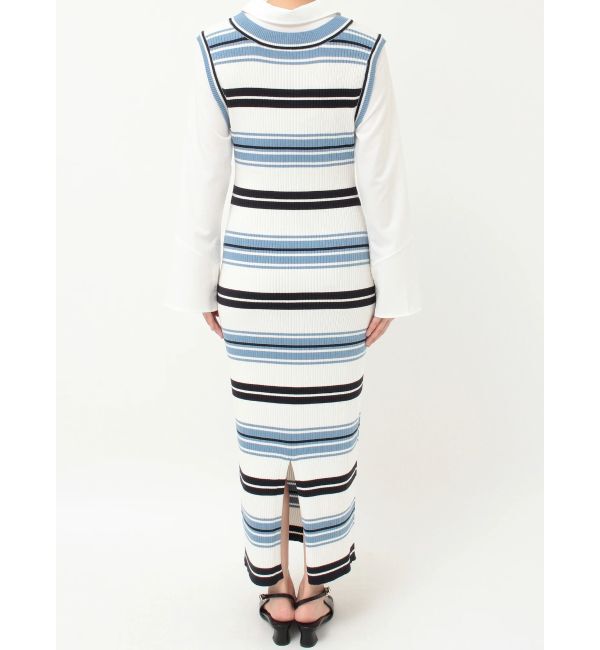 LAGUNAMOON「シャツレイヤードボーダーニットワンピース」|ワンピース|