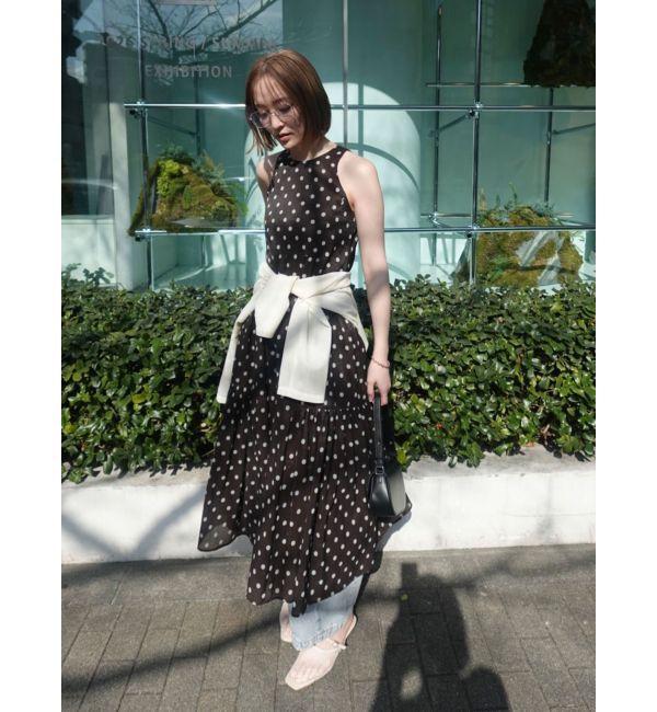 LAGUNAMOON「2WAYシアードットプリントギャザーフレアワンピース」|ワンピース|