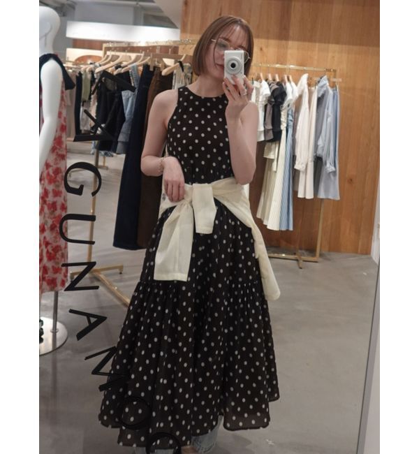 LAGUNAMOON「2WAYシアードットプリントギャザーフレアワンピース」|ワンピース|