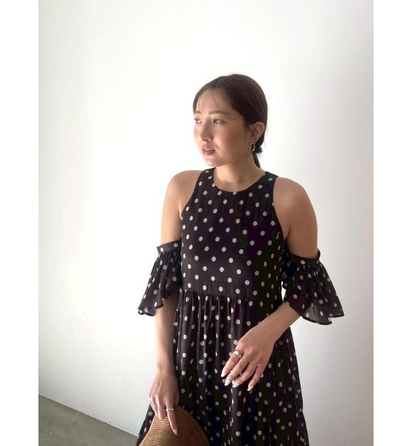 LAGUNAMOON「2WAYシアードットプリントギャザーフレアワンピース」|ワンピース|