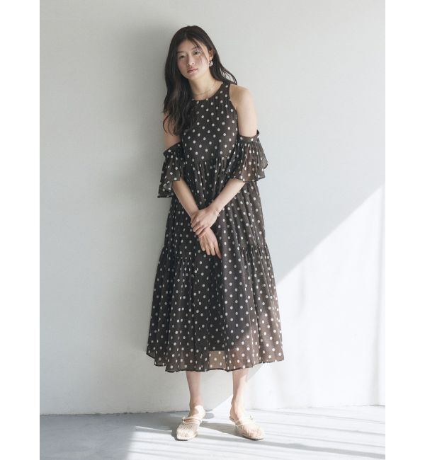 LAGUNAMOON「2WAYシアードットプリントギャザーフレアワンピース」|ワンピース|