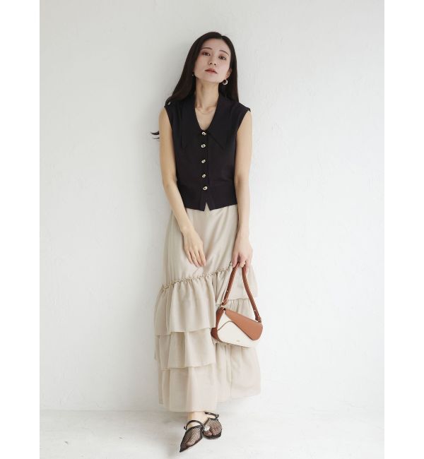 LAGUNAMOON「ニット&times;ティアードスカートドッキングワンピース」|ワンピース|