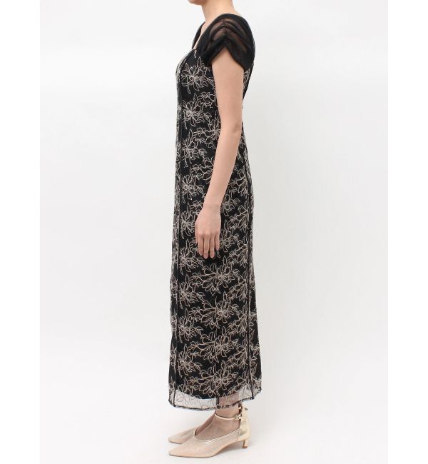 LAGUNAMOON「LADYラメフェザーエンブロイダリードレス」|ワンピース|