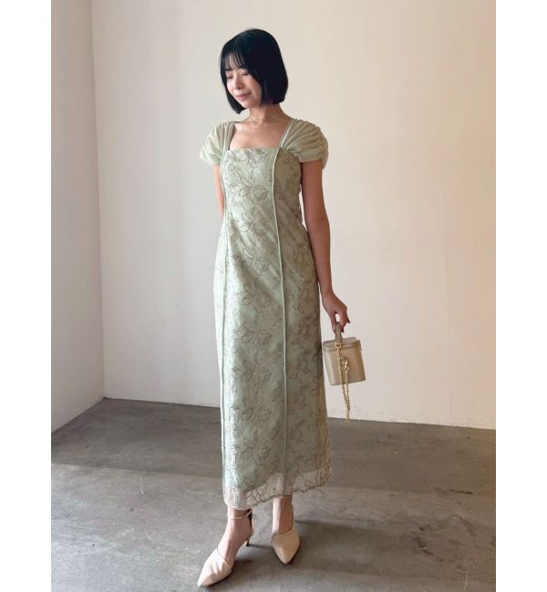 LAGUNAMOON「LADYラメフェザーエンブロイダリードレス」|ワンピース|