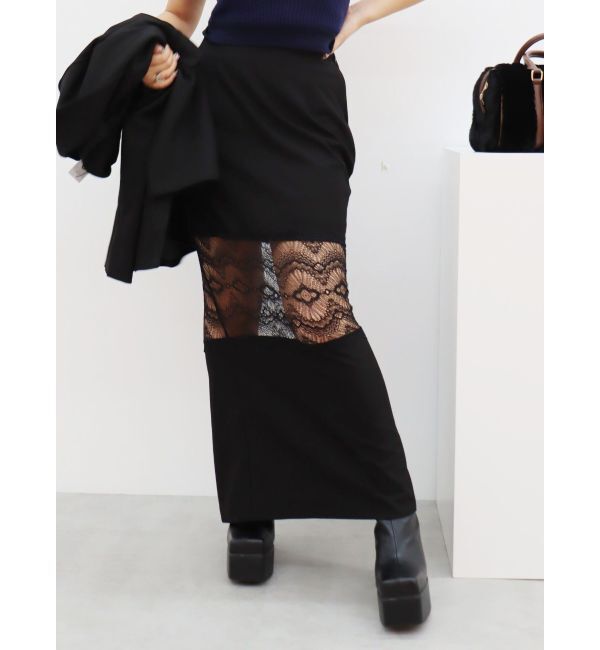 EVRIS「レース切り替えロングスカート」|スカート|