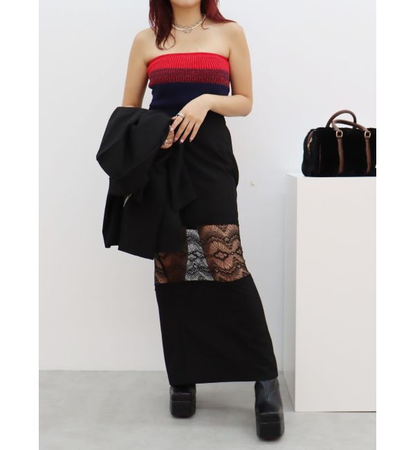 EVRIS「レース切り替えロングスカート」|スカート|