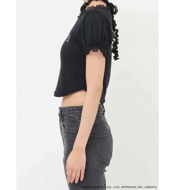 jouetie「【メロクロコラボ】KUROMIフリルチョーカーリボントップス」|Tシャツ・カットソー|