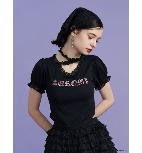 jouetie「【メロクロコラボ】KUROMIフリルチョーカーリボントップス」|Tシャツ・カットソー|