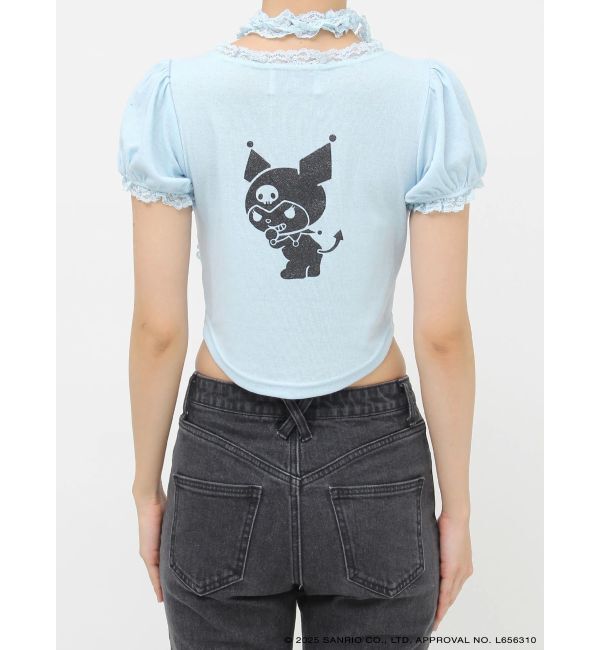 jouetie「【メロクロコラボ】KUROMIフリルチョーカーリボントップス」|Tシャツ・カットソー|