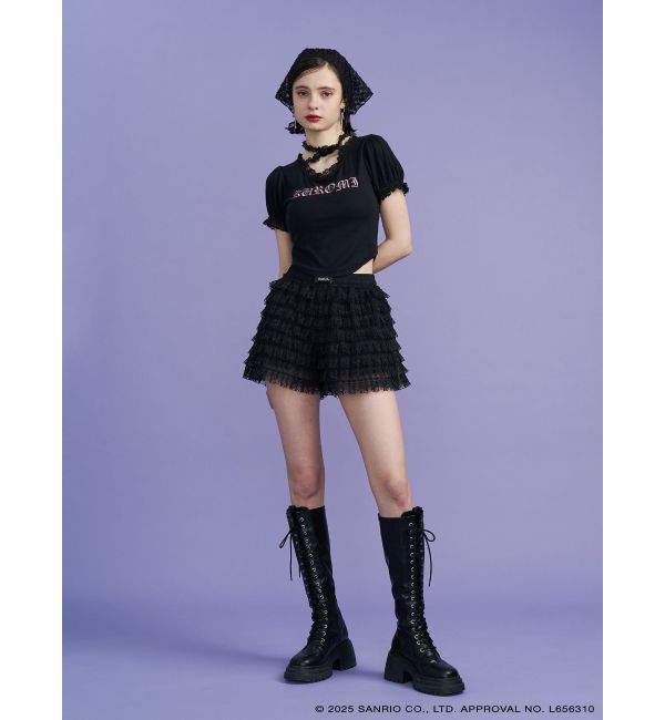jouetie「【メロクロコラボ】KUROMIフリルチョーカーリボントップス」|Tシャツ・カットソー|