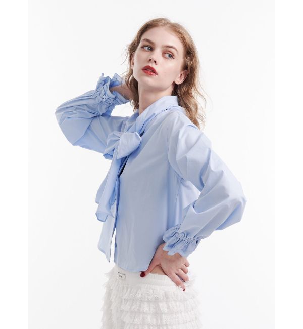 jouetie「スリーブフリルビッグボウタイブラウス」|シャツ・ブラウス|